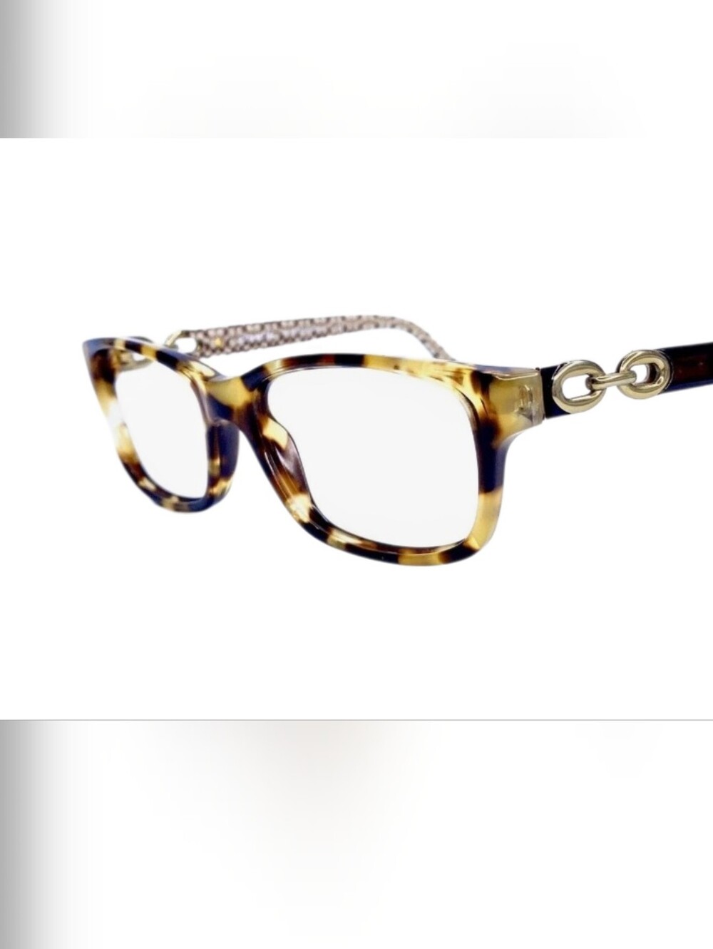 Coach Brown Rectangular W Gold Chain Temple Eyeglasses HC6052 Fannie 54 16 135